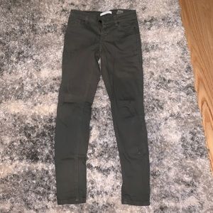 Army green straight legged pants